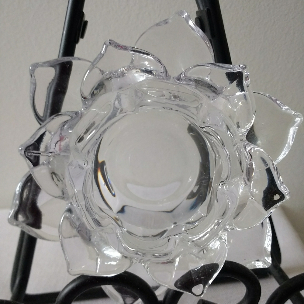 Clear Glass Flower Candle Holders - Votives or Tealights